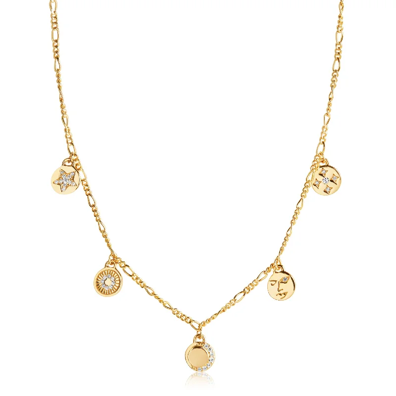 Portofino Gold Plated Necklace w. White Zirconias 40cm