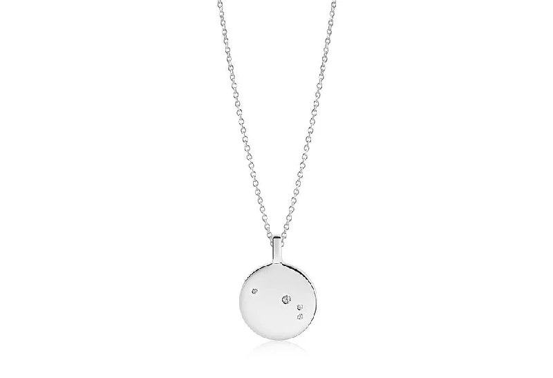 Zodiaco Aries Silver Necklace w. White Zirconias