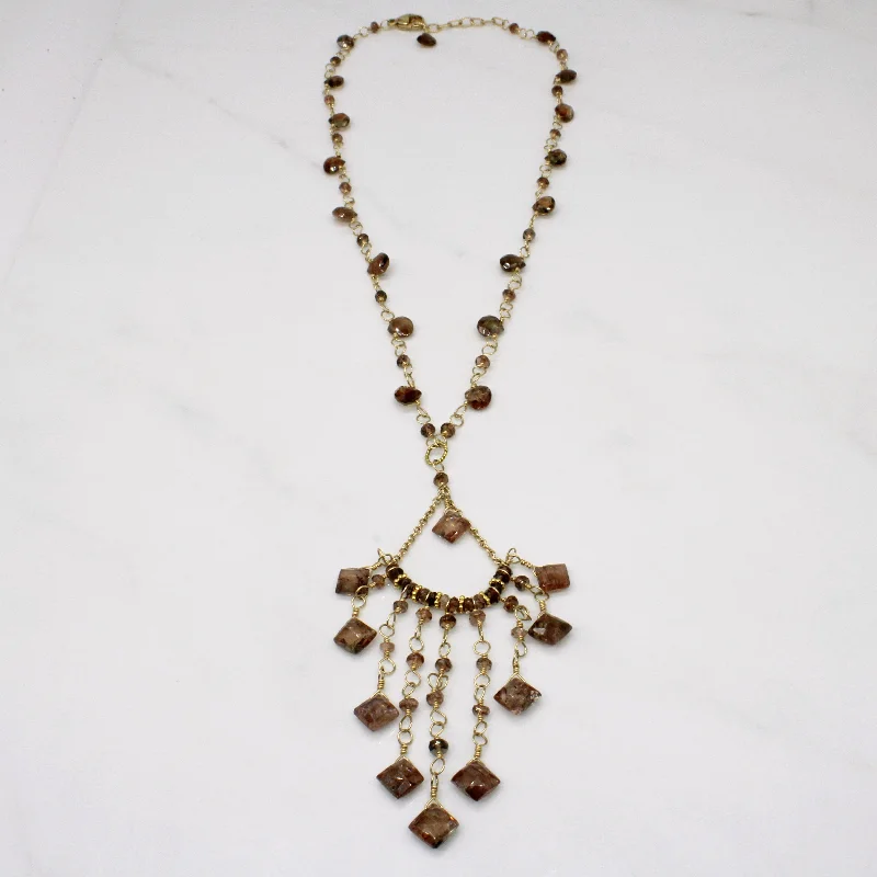tiny gold huggie hoops Vintage Smokey Quartz Bead Necklace | 20.00ct | 16" |