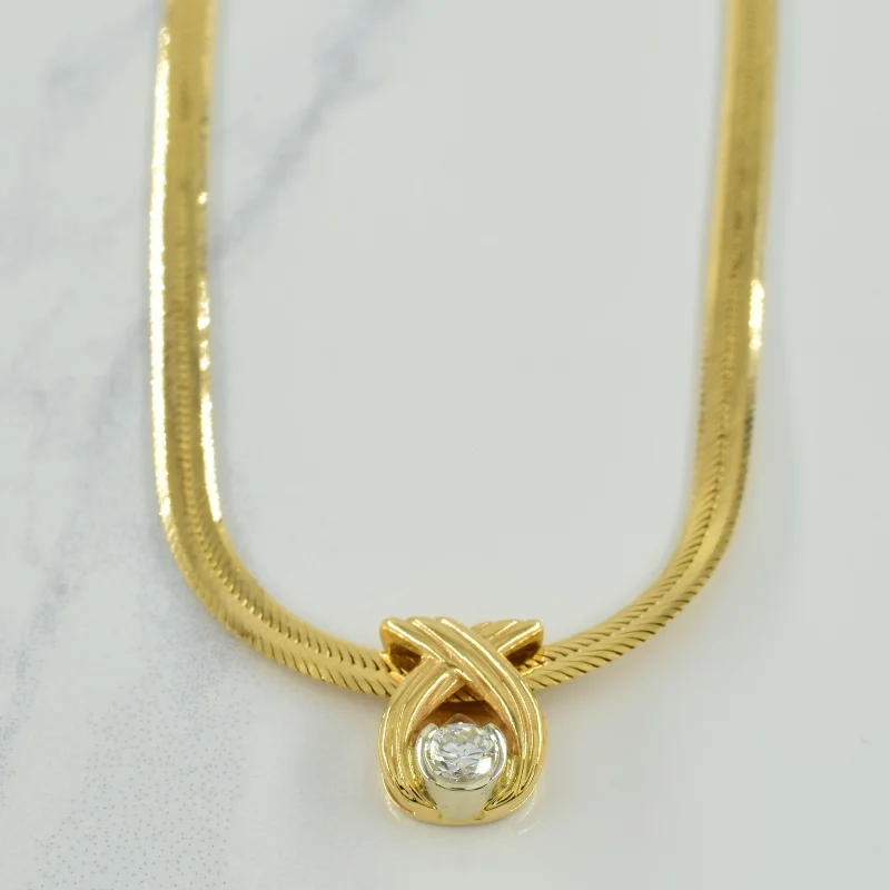 celestial crescent moon bracelet Solitaire Diamond Necklace | 0.23ct | 16" |