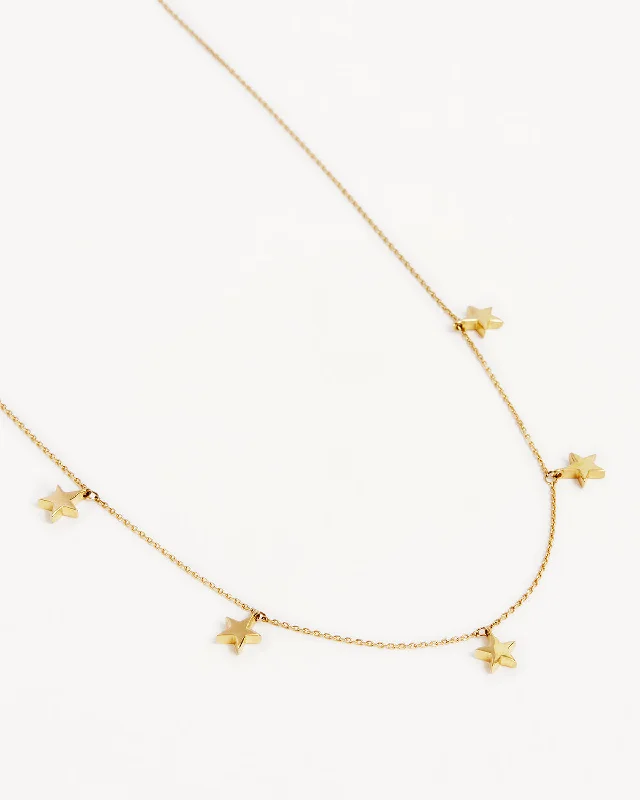 real garnet stacking rings 9k Solid Gold Star Bright Necklace