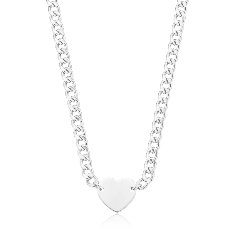 celestial star cluster earrings Sterling Silver 40-45cm Curb Heart Necklace