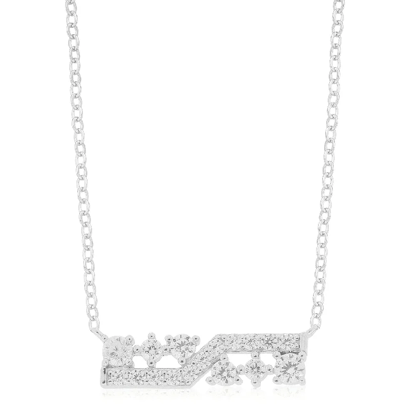 gold opal ring Sterling Silver 40-45cm with Round Cut White Cubic Zirconia Necklace