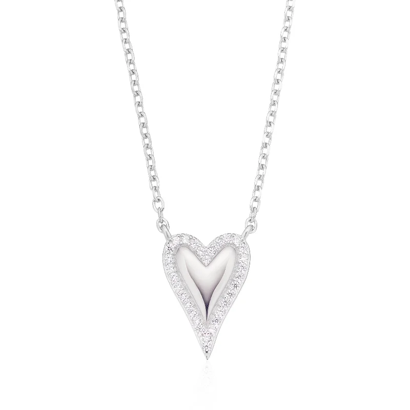 rose gold anklet chain Sterling Silver 45cm with Round White Cubic Zirconia Heart Necklace