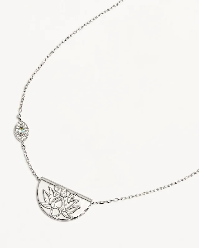 handcrafted braided silver bracelet Sterling Silver Eye of Peace Lotus Necklace