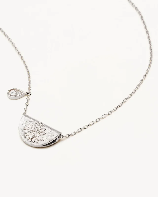 art deco diamond bracelet Sterling Silver Lotus Birthstone Necklace - April - White Topaz