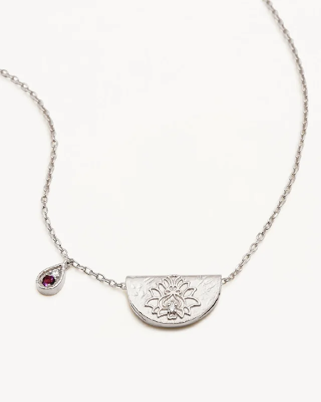 silver Celtic knot necklace Sterling Silver Lotus Birthstone Necklace - February - Amethyst