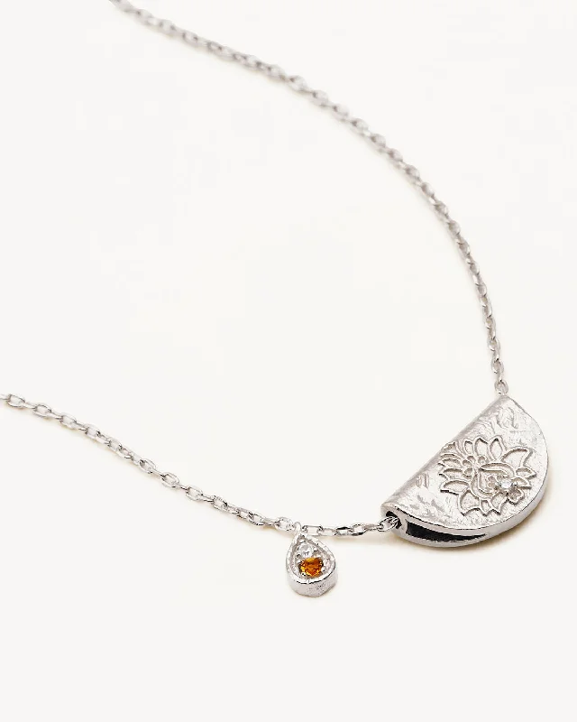 celestial constellation necklace silver Sterling Silver Lotus Birthstone Necklace - November - Citrine