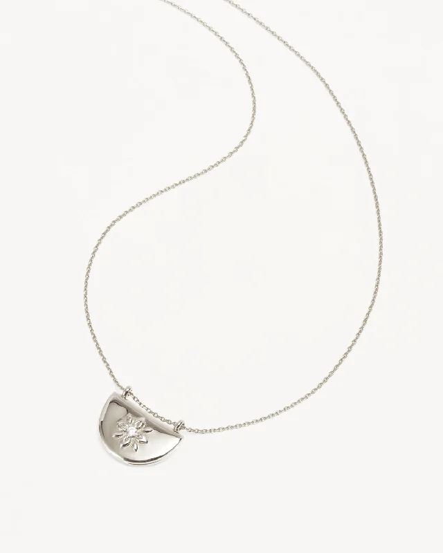 delicate marquise diamond band Sterling Silver Lotus Locket Necklace