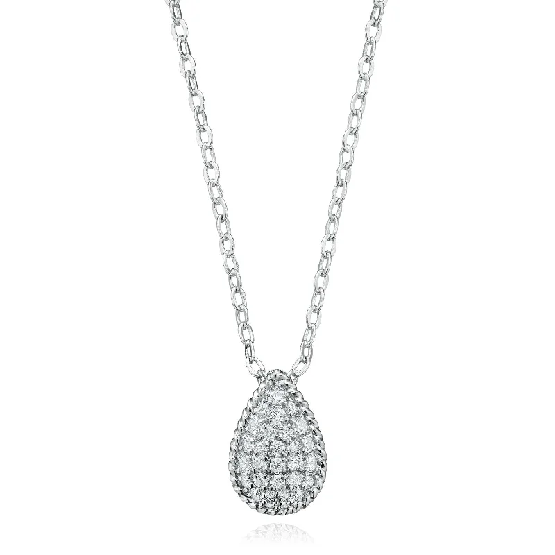 classic wedding set with diamonds Sterling Silver Round Cut Cubic Zirconia Teardrop Pendant