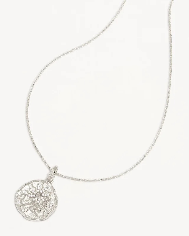 crystal-studded gold ring Sterling Silver She is Zodiac Necklace - Leo