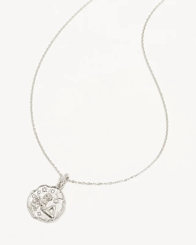 minimalist sapphire drop necklace Sterling Silver She is Zodiac Necklace - Taurus