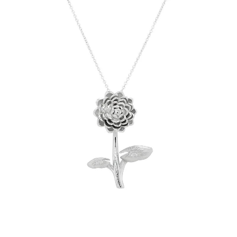 STERLING SILVER WATER LILY PENDANT NECKLACE