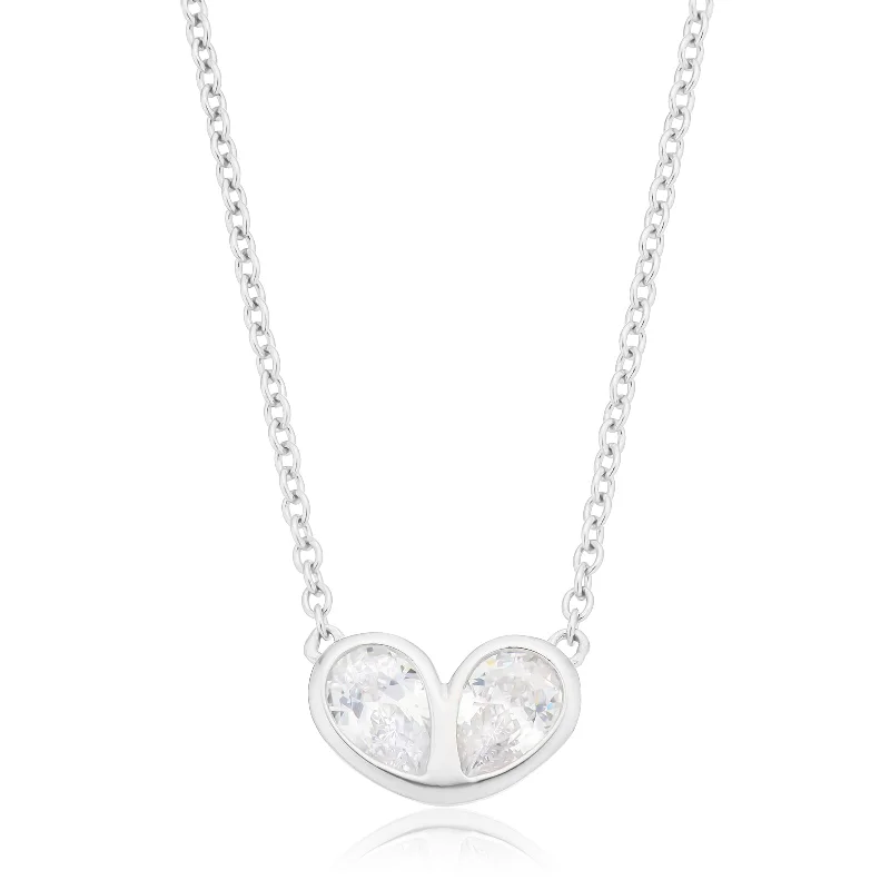 simple gold hoop earrings Sterling Silver with Pear Cut Cubic Zirconia Heart Necklace
