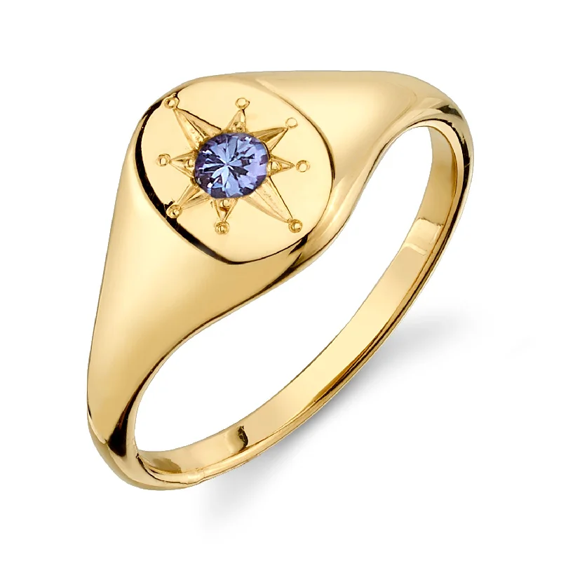 stackable gold bangle set NORTH STAR SIGNET RING