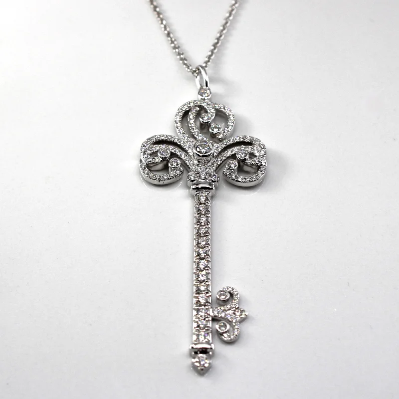 rose gold cartilage barbell 'Tiffany & Co' Diamond Key Pendant Necklace | 1.06ctw | 23"|