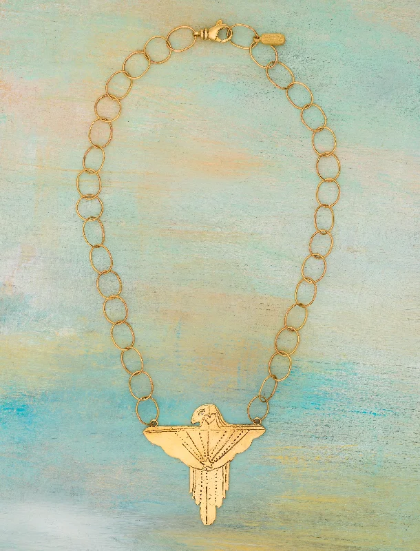 handcrafted raw crystal pendant Truth Hawk Necklace