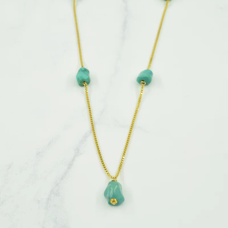 handmade ceramic bead bracelet Turquoise Necklace | 35.00ctw | 24.5" |