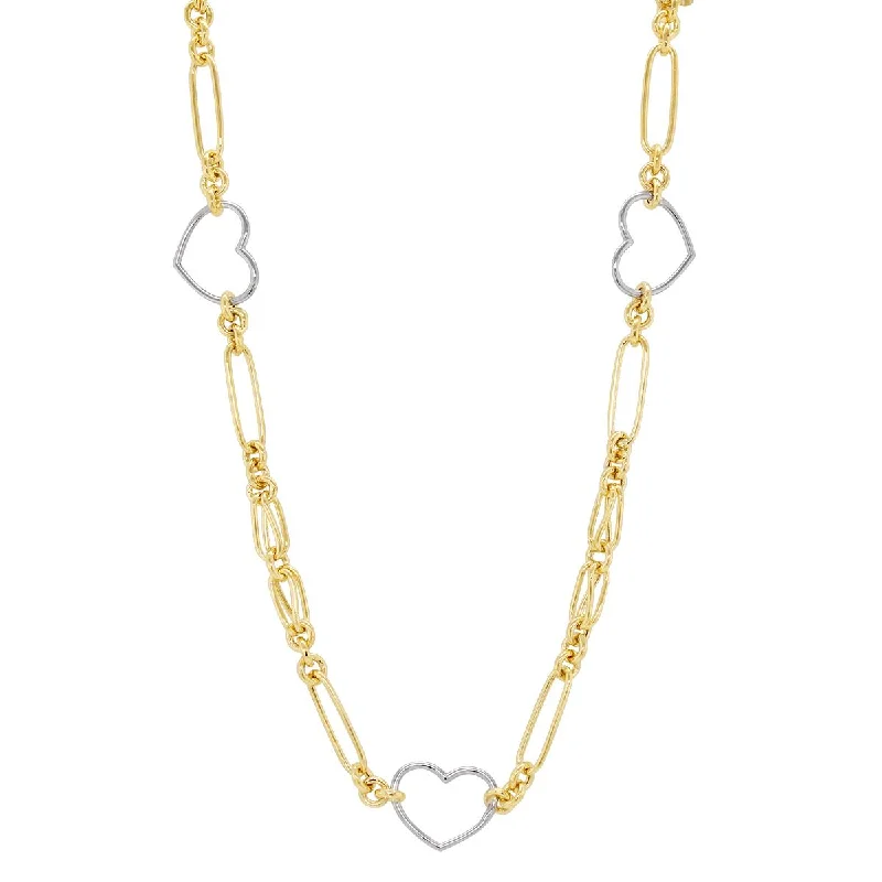 TWO-TONE GOLD HEART LINK NECKLACE