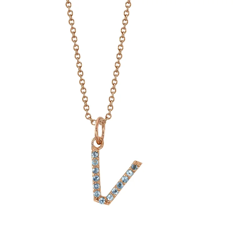 gold-plated figaro chain V Initial Birthstone Charm Necklace