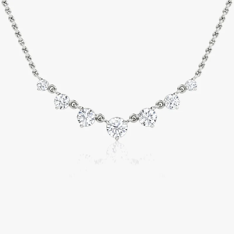 Linked 14K White Gold Tennis Necklace w. 0.85ct Lab-Grown Diamonds