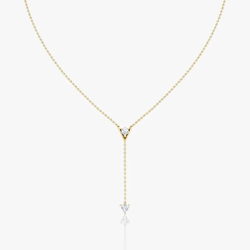 V Duo Lariat 14K Gold Necklace w. 0.50ct  Lab-Grown Diamonds