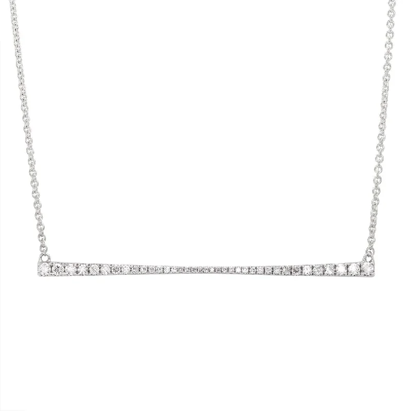 WHITE GOLD BAR NECKLACE WITH DIAMONDS, .37 CT TW