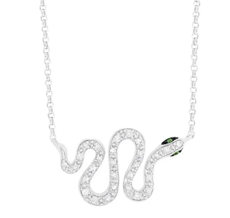 star-shaped cartilage stud earrings 14K White Gold Diamond and Tsavorite Snake Pendant