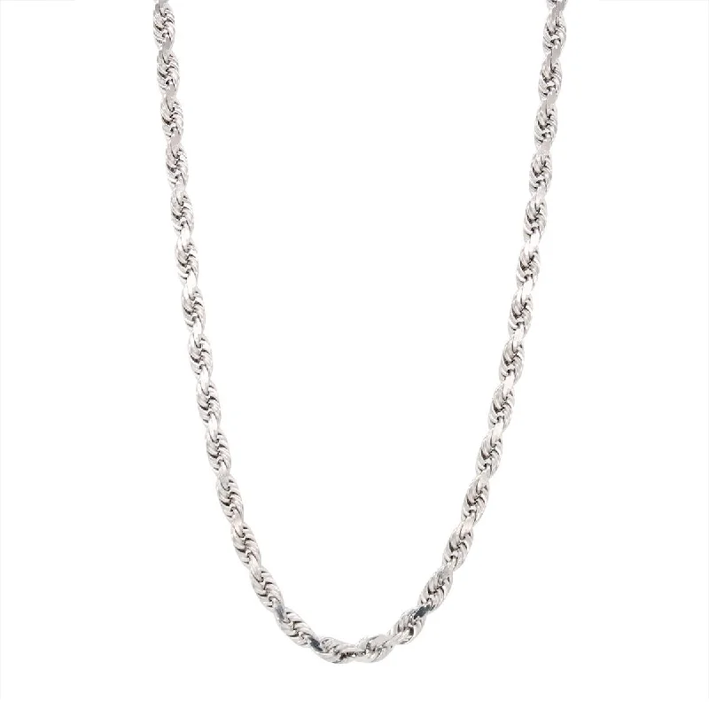 WHITE GOLD MEN'S ROPE CHAIN NECKLACE