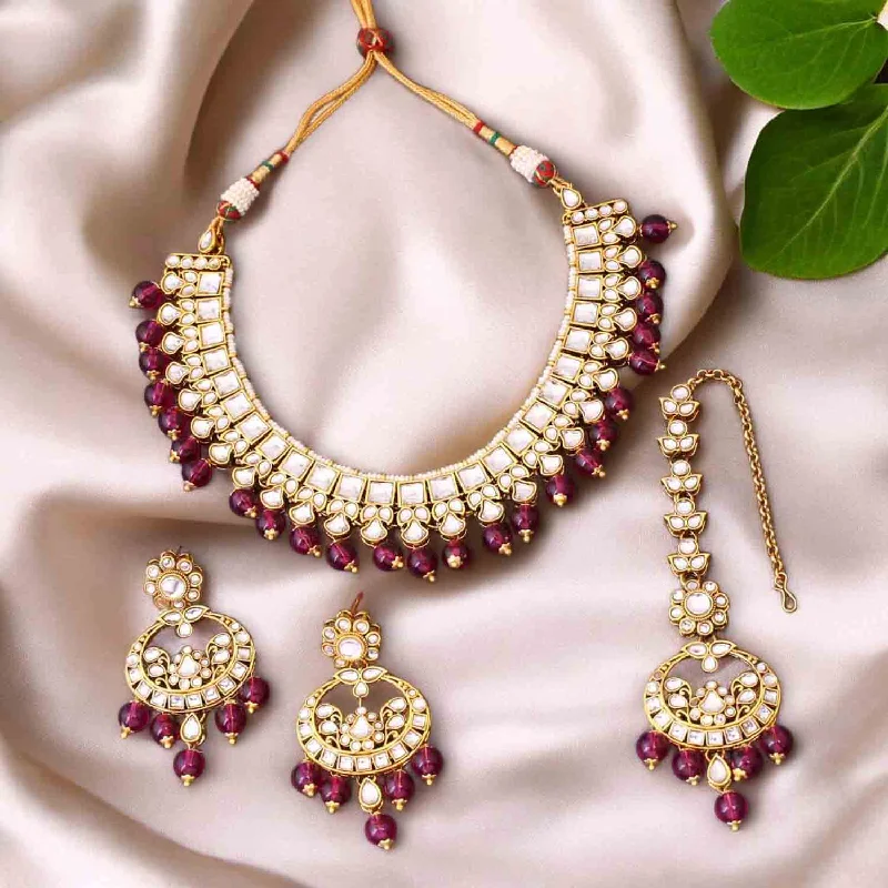 handmade ceramic bead bracelet Wine Aaria Kundan Jewellery Set