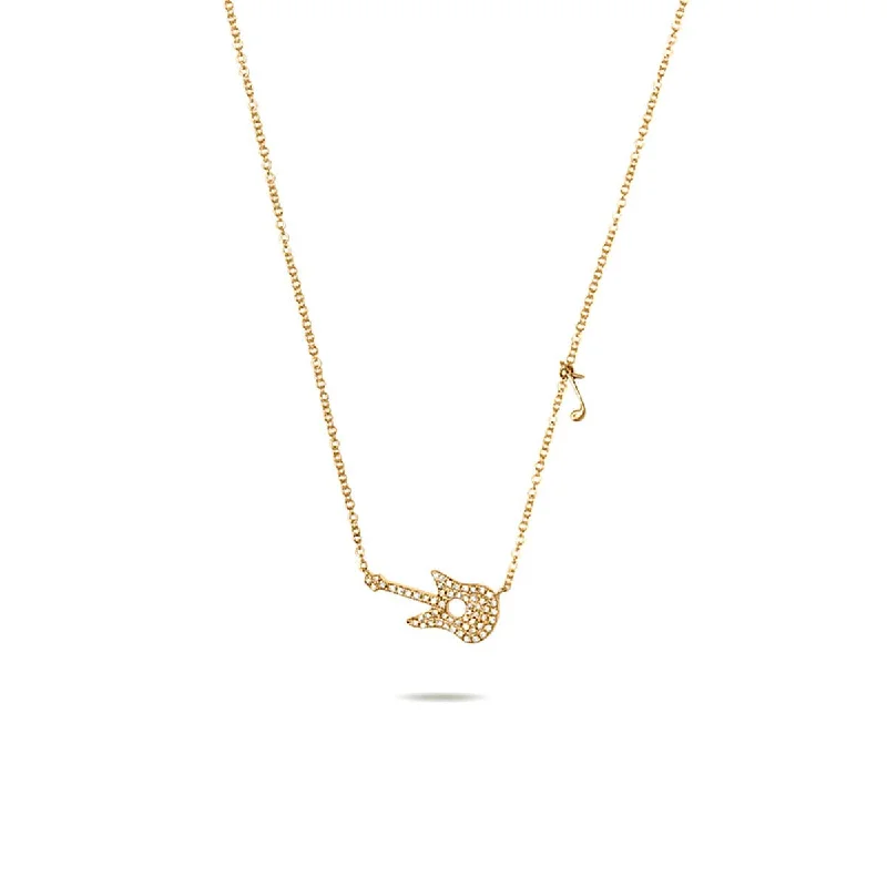 YELLOW GOLD AND DIAMOND GUITAR NECKLACE, .15 CT TW