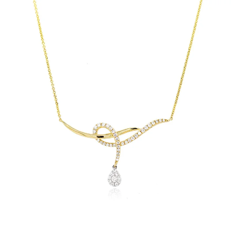 YELLOW GOLD AND DIAMOND NECKLACE WITH WOVEN DESIGN, .51 CT TW