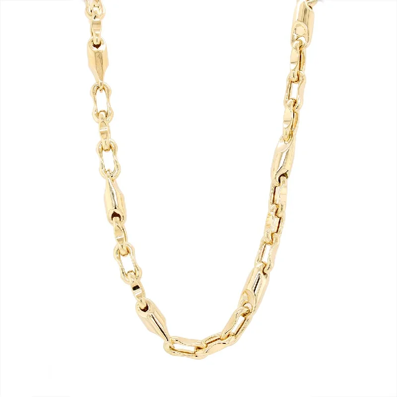 YELLOW GOLD FANCY LINK CHAIN NECKLACE, 22 INCHES