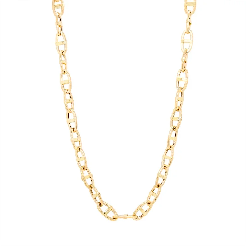 YELLOW GOLD MARINER STYLE NECKLACE, 22 INCHES