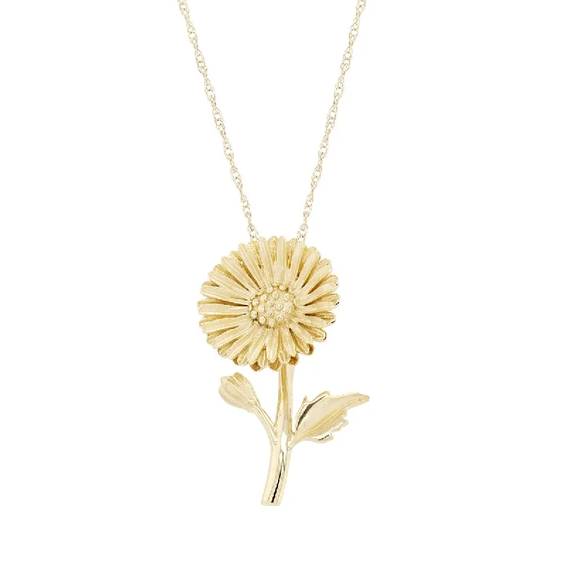 YELLOW GOLD NECKLACE WITH ASTER PENDANT