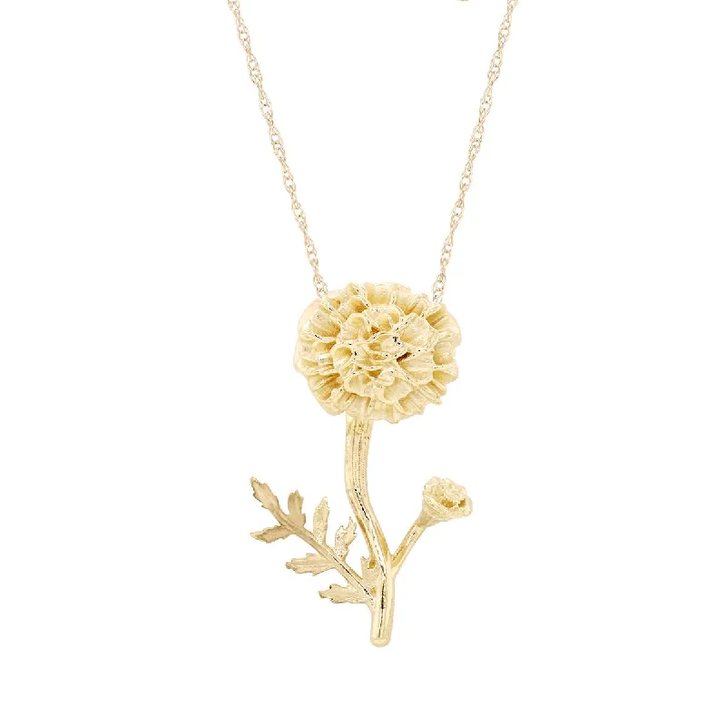 YELLOW GOLD NECKLACE WITH CARNATION PENDANT