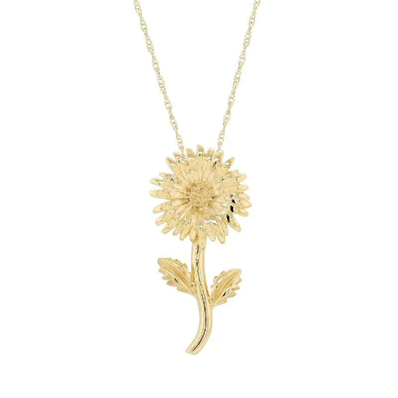 YELLOW GOLD NECKLACE WITH DAISY PENDANT