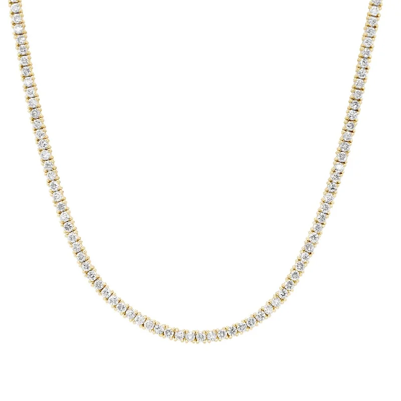 YELLOW GOLD TENNIS NECKLACE WITH 215 DIAMONDS, 6.50 CT TW