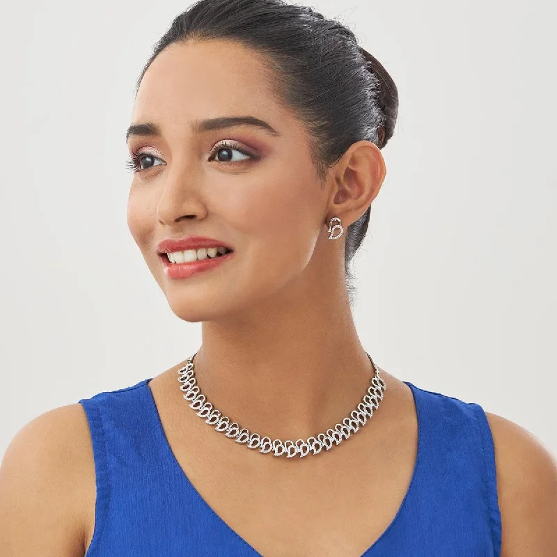 silver hoop earrings small Zircon Necklace 134992