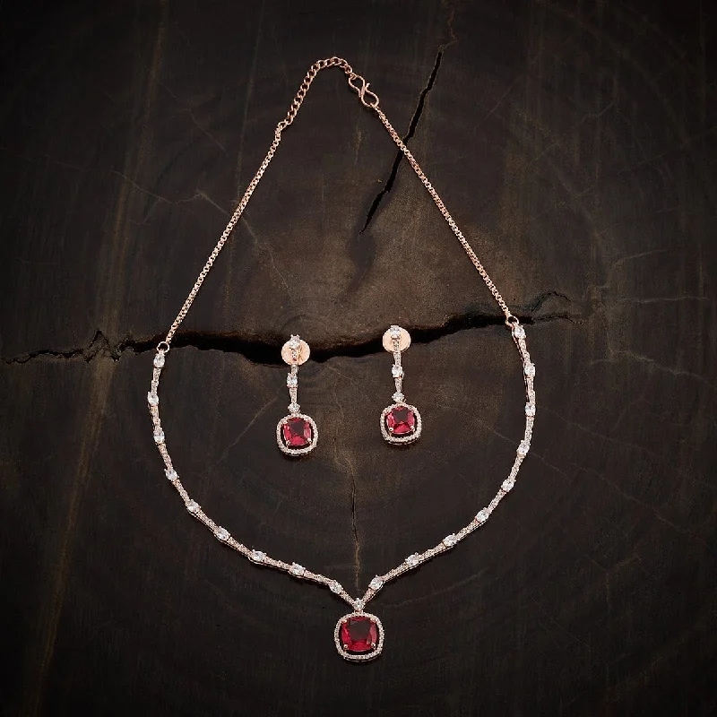 dainty gold chain ring Zircon Necklace 162208