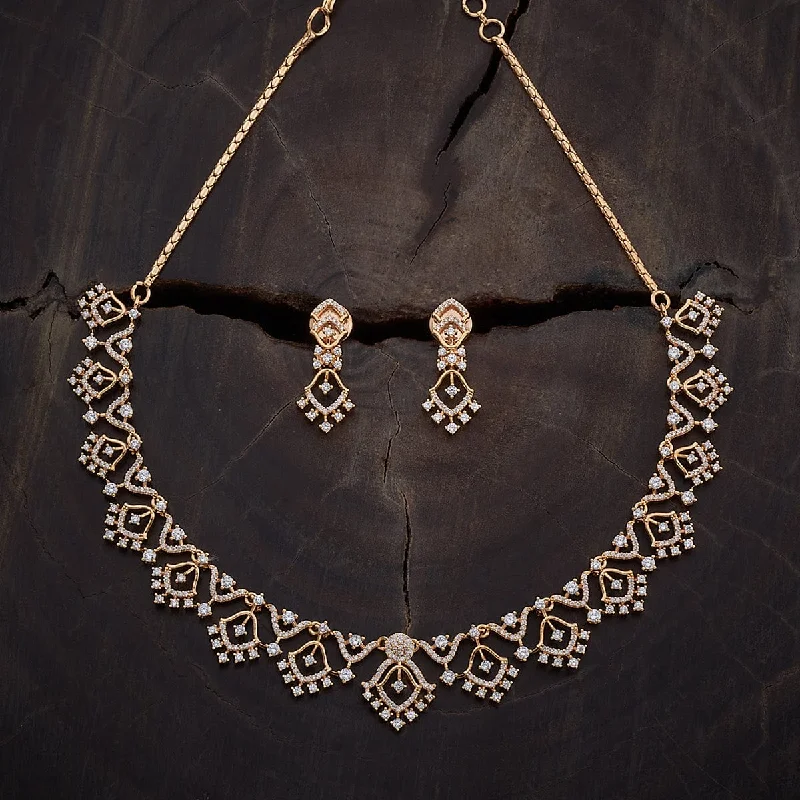vintage-style floral brooch Zircon Necklace 169776