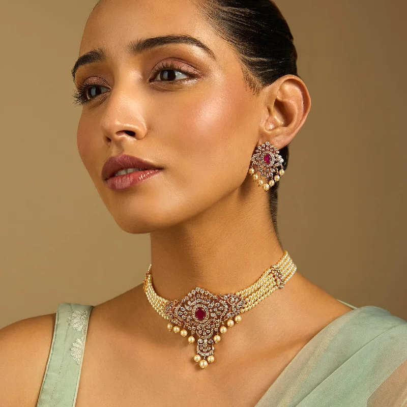 gold bar earrings minimalist Zircon Necklace 173210