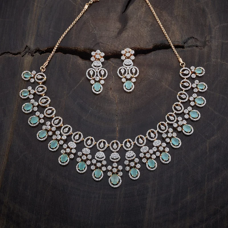 vintage-style floral brooch Zircon Necklace 177091