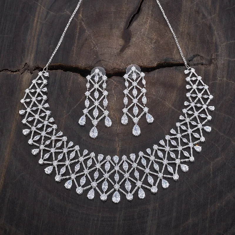 thin silver chain necklace Zircon Necklace 178171